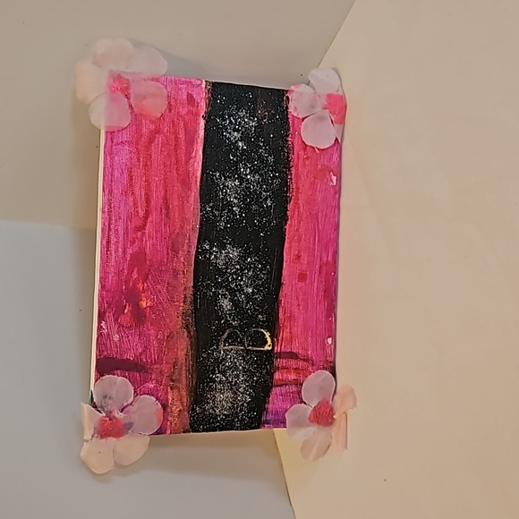 HAND CRAFTED 5 x 7 Barbie Core Abstract Painting Art Room Decor Unique Upcycled - Picture 16 of 17